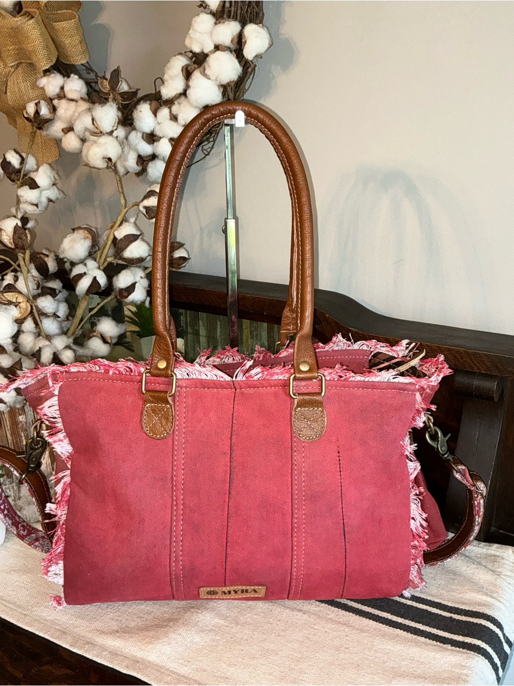 NWT Myra Bag Coastal Steel Upcyclyed Canvas Shoulder Bag Tote Crossbody Red $65 - Picture 5 of 15